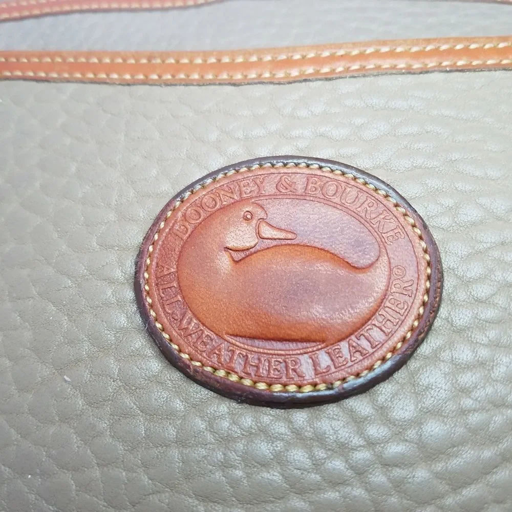 Vintage Dooney & Bourke 70's Over Pebble Leather Over Under Taupe Crossbody Bag
